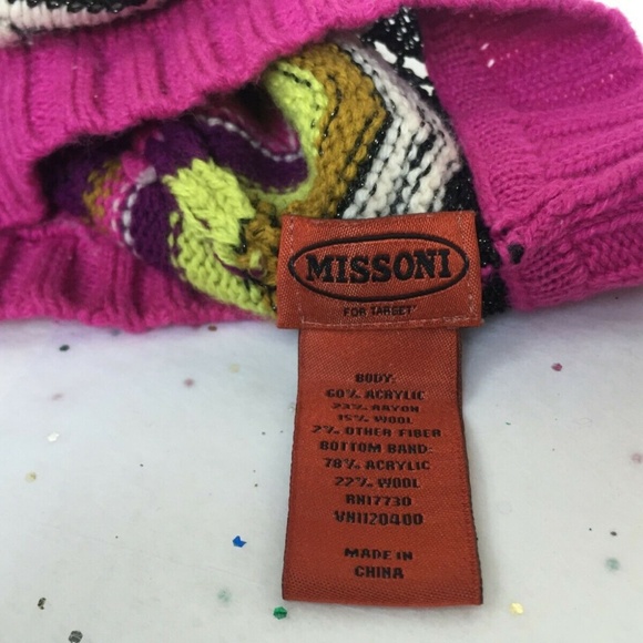 Missoni x Target Signature Chevron Knit Pink Black Green Beanie + Wristlet Set. main image 8